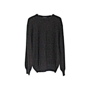 Toscano Mens Crew Neck Sweater Wool Blend Black Muticolor Stitching Sz L Vintage